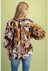 Melia Button Down Raglan Puff Sleeve Top
