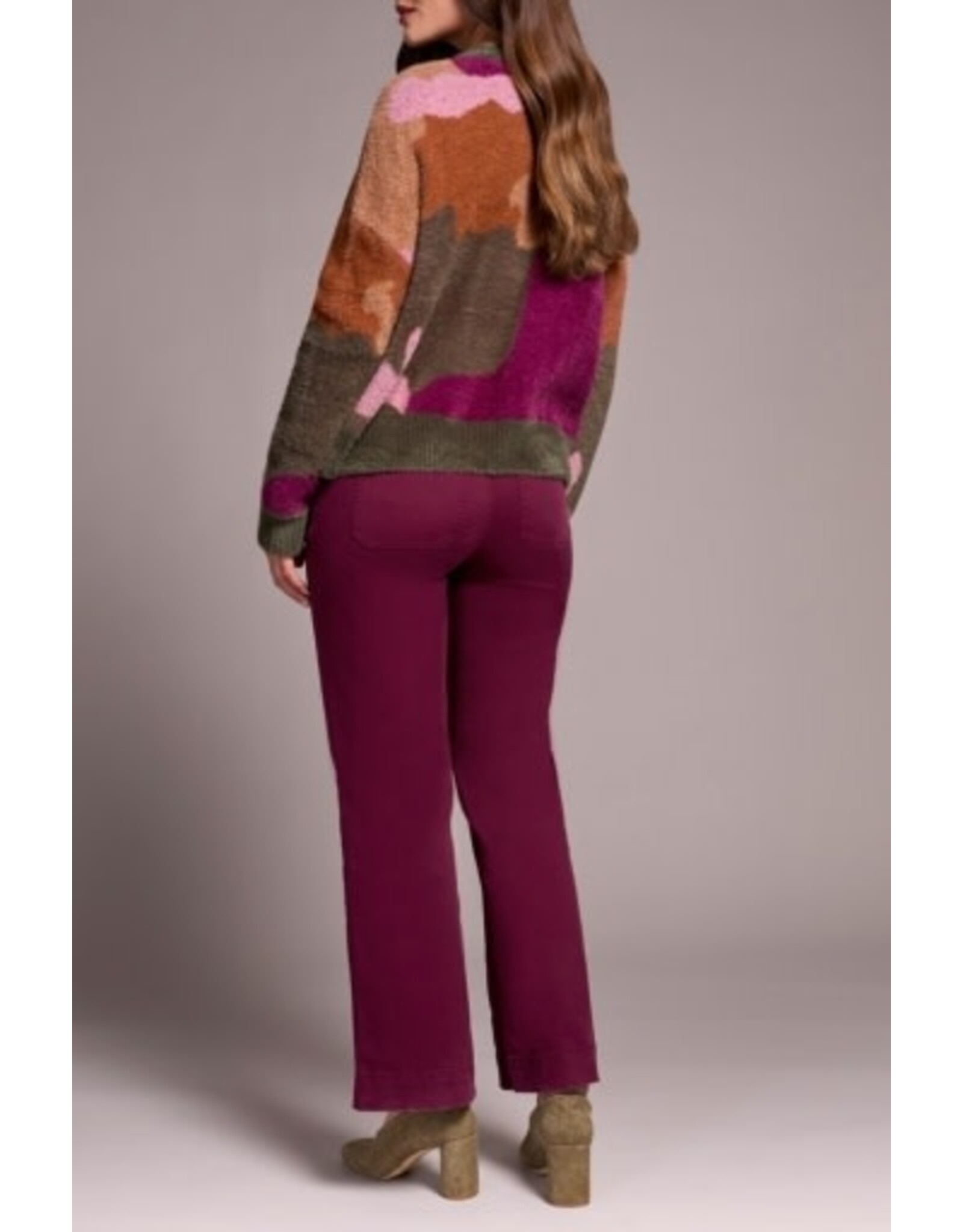 Tribal Tribal Long Sleeve Crew Neck Intarsia Sweater