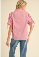 Candy Red Pin-Stripe Top