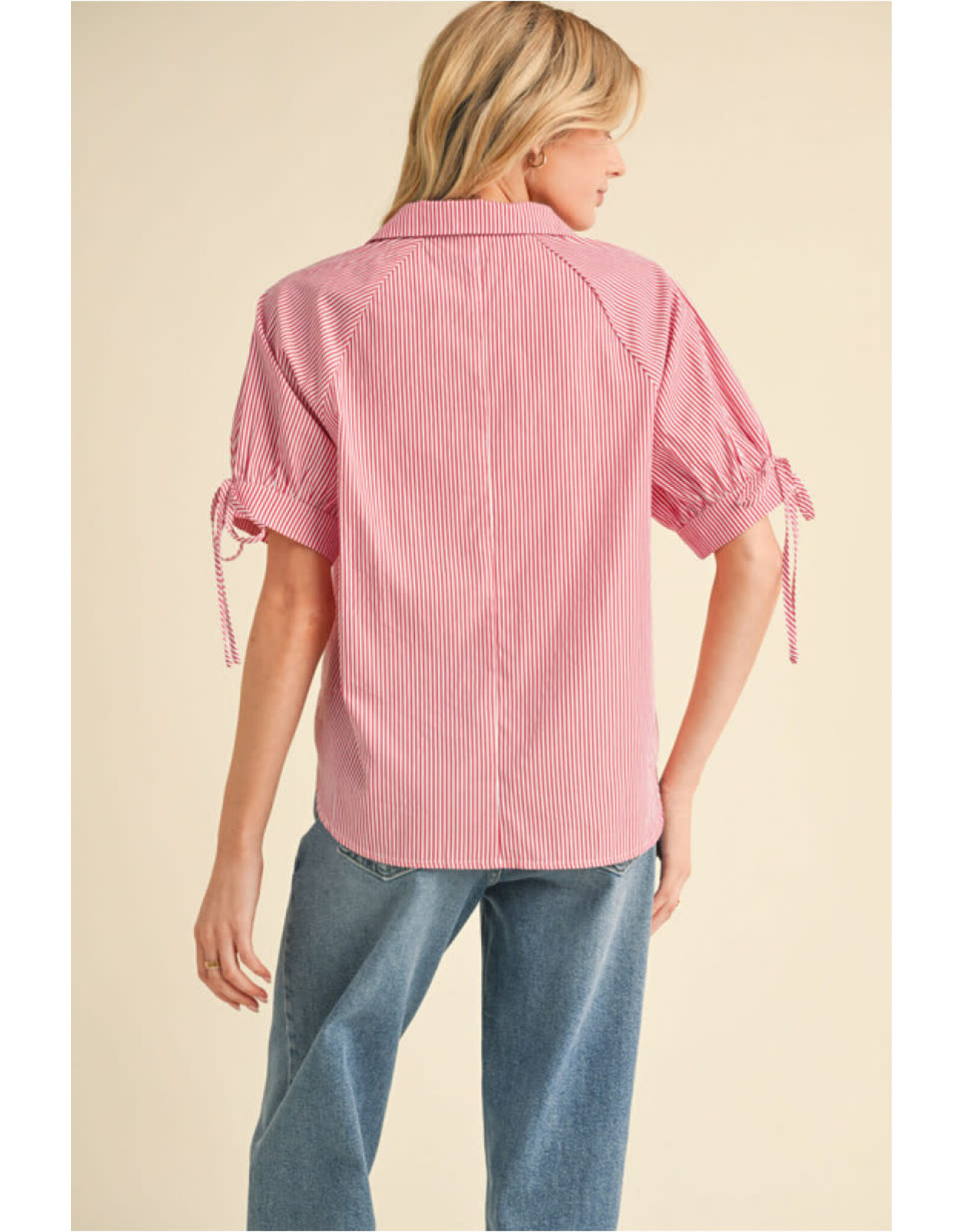 Candy Red Pin-Stripe Top