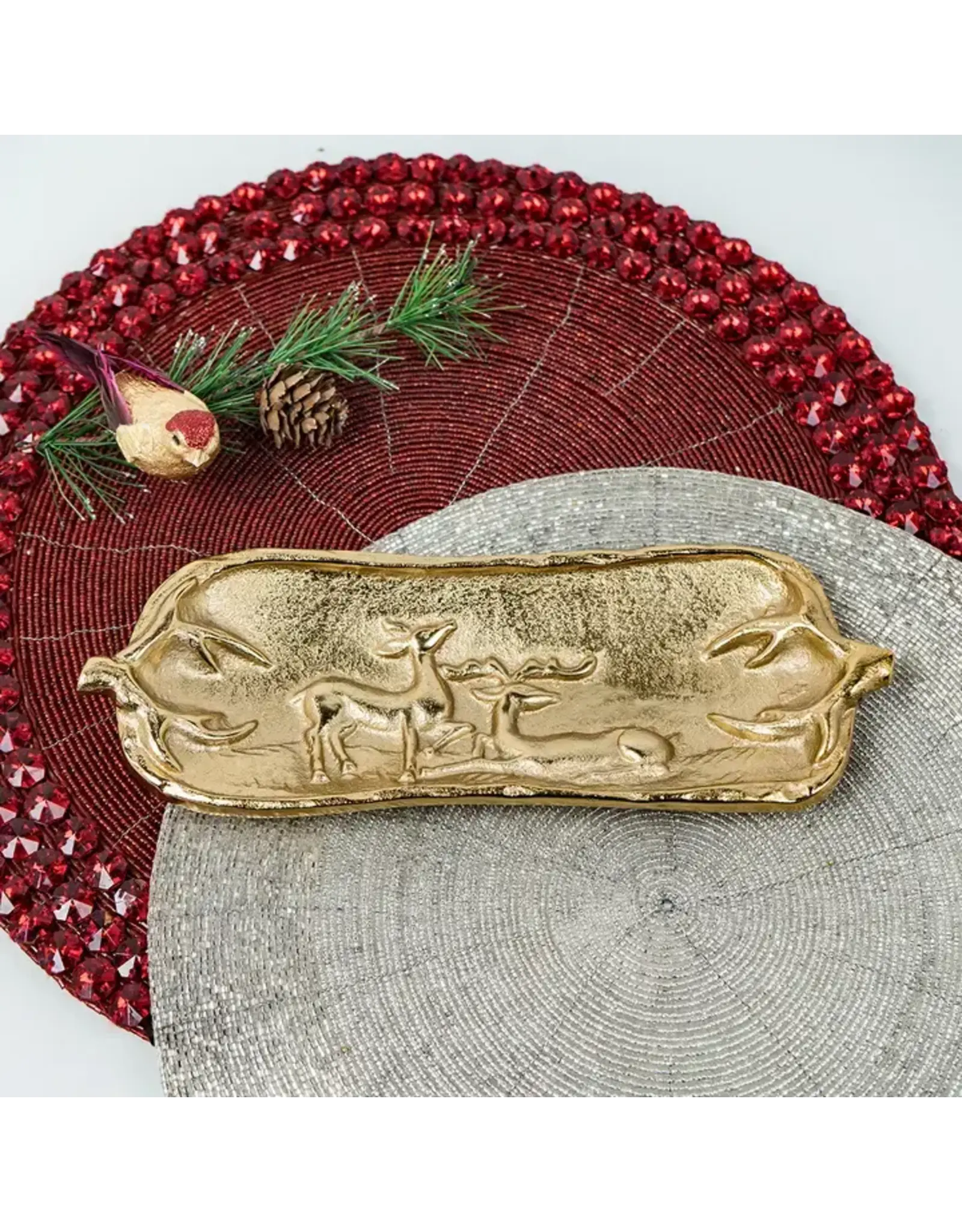 Gilded Rectangle Deer Tray