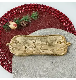 Gilded Rectangle Deer Tray