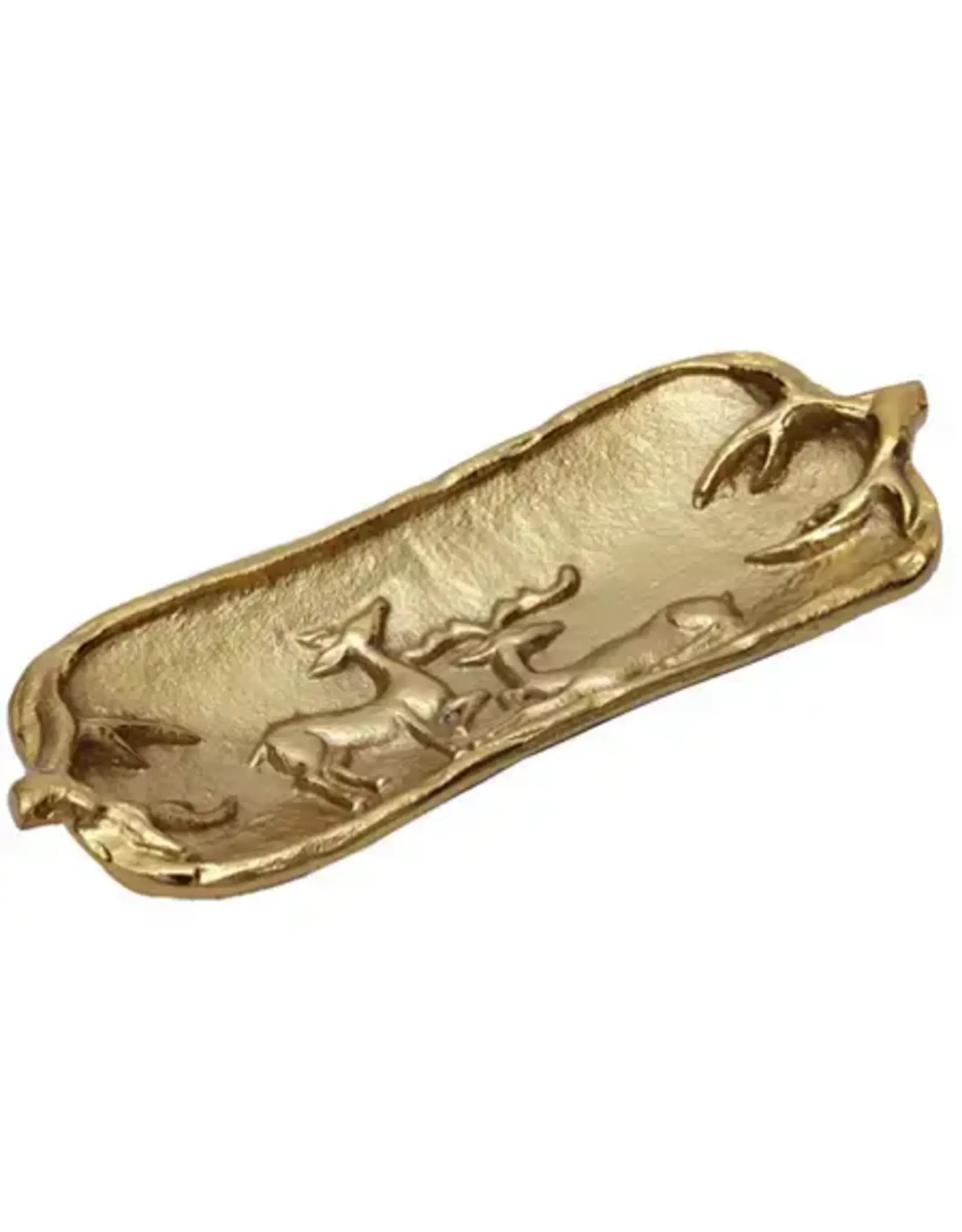 Gilded Rectangle Deer Tray