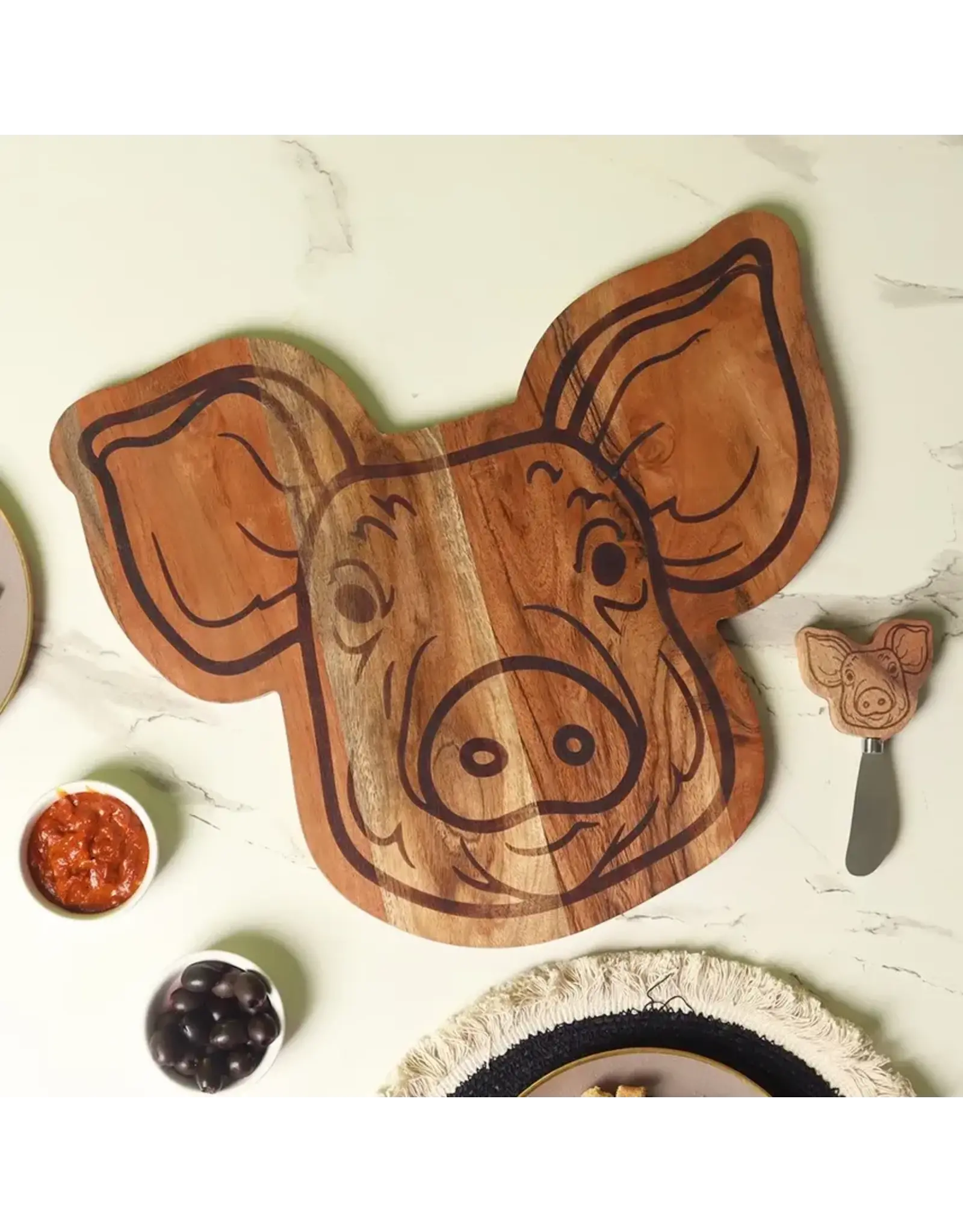 Pig Face Shaped Wood Board with Spreader
