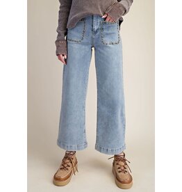 Reba Stud Detailing Washed Denim Jeans