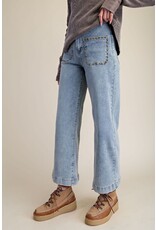 Reba Stud Detailing Washed Denim Jeans