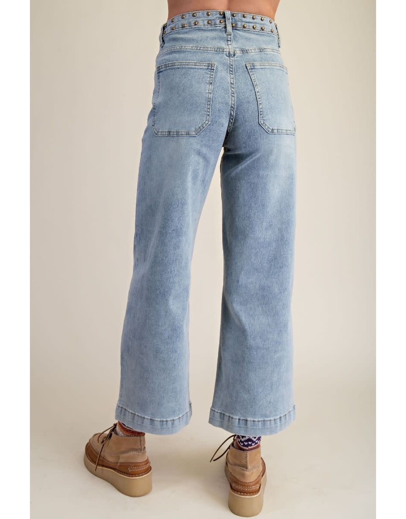 Reba Stud Detailing Washed Denim Jeans