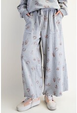 Willie Western Print Washed Terry Pants Grey