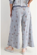 Willie Western Print Washed Terry Pants Grey
