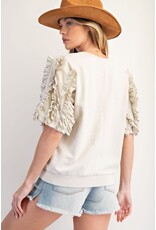 Eli Ruffle Sleeve Mineral Wash Top