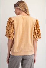 Eli Ruffle Sleeve Mineral Wash Top