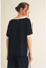 Pepita U-Neck Black White Top