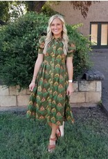 Liliosa Olive Smocked Waist Midi Dress Liliosa Olive Smocked Waist Midi Dress