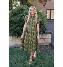 Liliosa Olive Smocked Waist Midi Dress