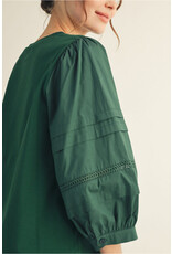 Jayda 3/4 Puff Sleeve With Lace Trim Top