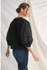 Jayda 3/4 Puff Sleeve With Lace Trim Top