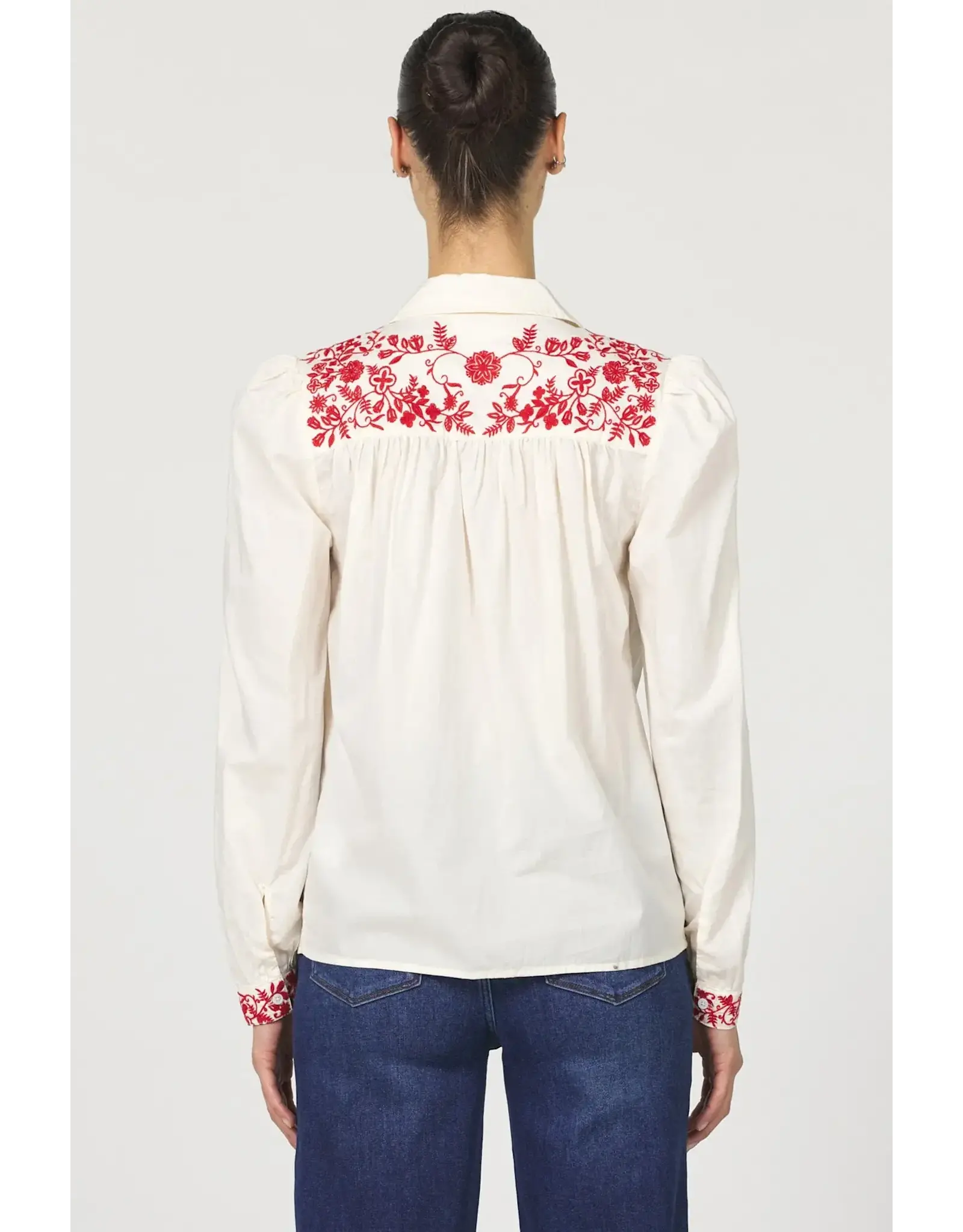 Dear John Denim Dear John Nasrin Novelty Shirt Whitecap Gray with Embroidery