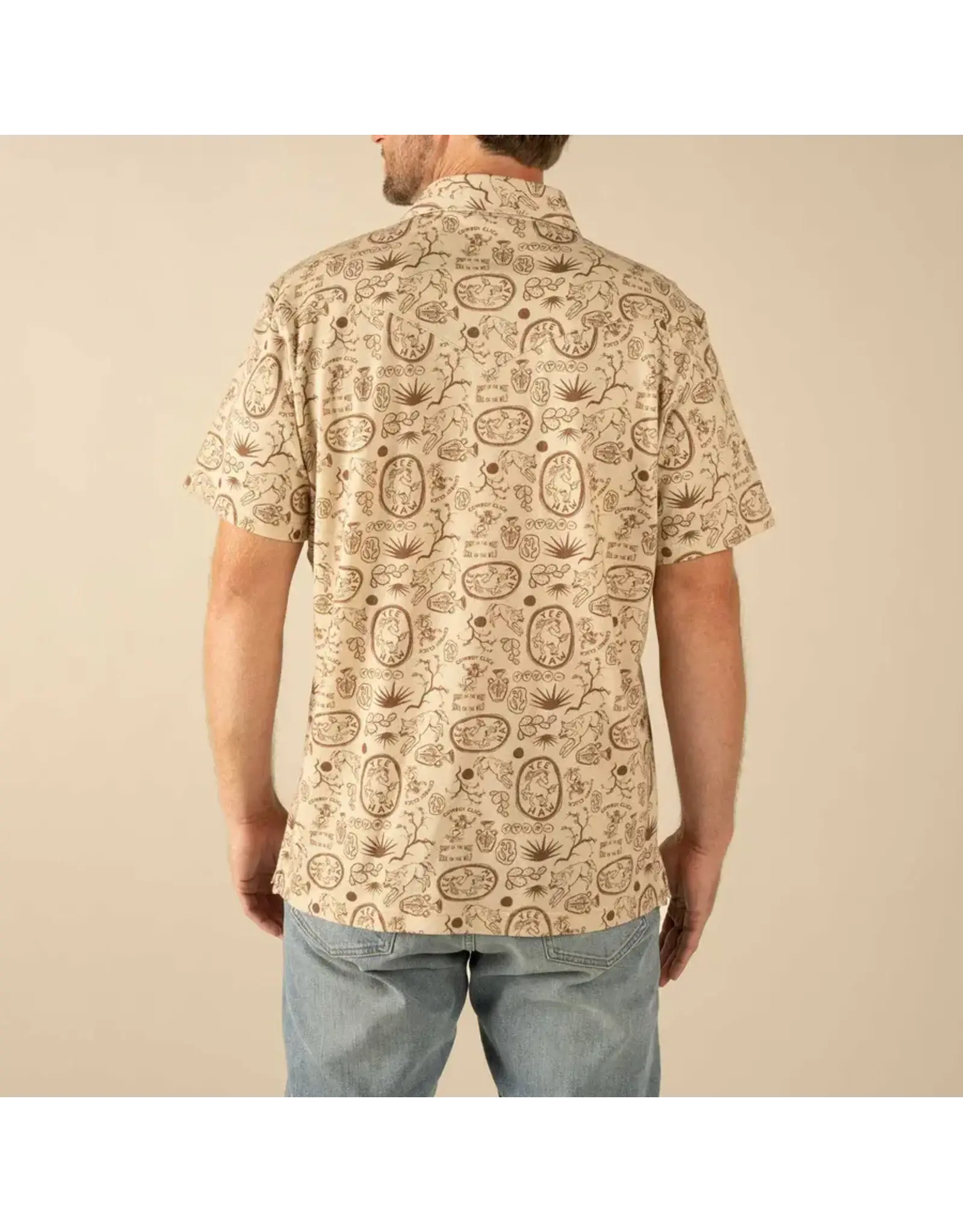 Sendero Cantina Pique Polo Yee Haw Print