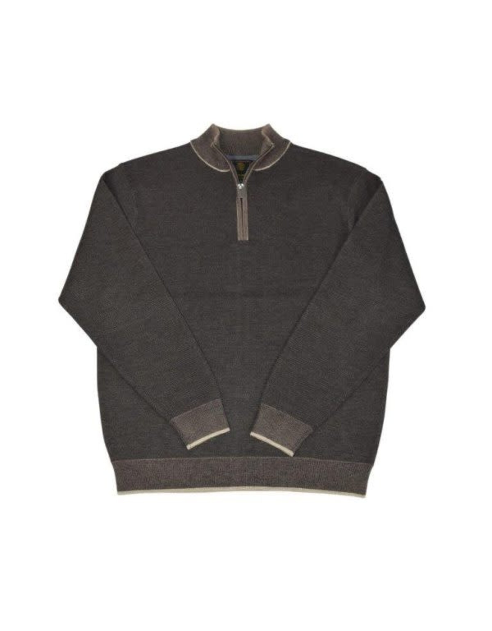 Mens Birdseye Quarter Zip Sweater Taupe