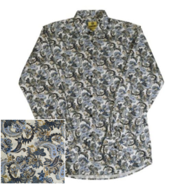 Mens Modern Fit Paisley Long Sleeve Shirt Blue