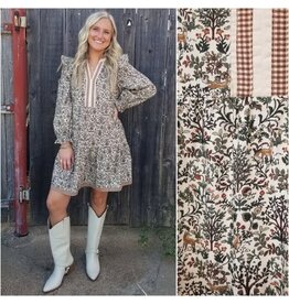 Tilda Vintage Woodland Print Tiered Dress