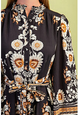 Angelica Black Floral Print Midi Dress