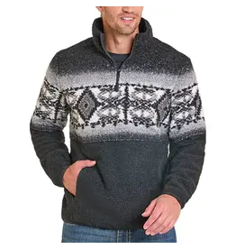 Panhandle Fleece Border Aztec Pullover Black