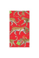 Caspari Caspari Guest Towels Paper Christmas Leopards Red