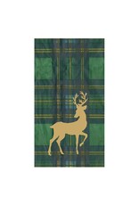 Caspari Caspari Guest Towels Paper Reindeer Tartan Green
