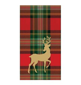 Caspari Caspari Guest Towels Paper Reindeer Tartan Red