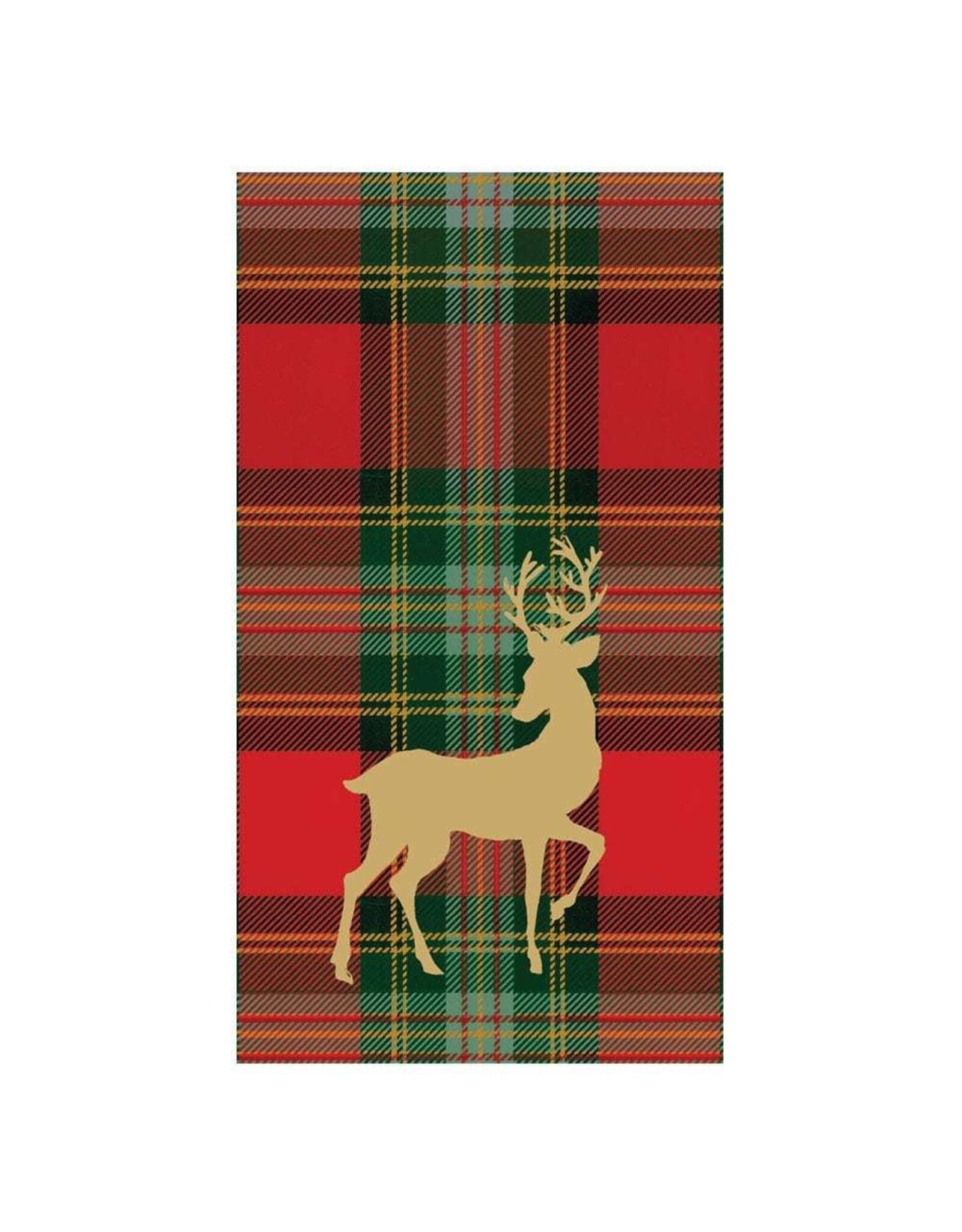 Caspari Caspari Guest Towels Paper Reindeer Tartan Red