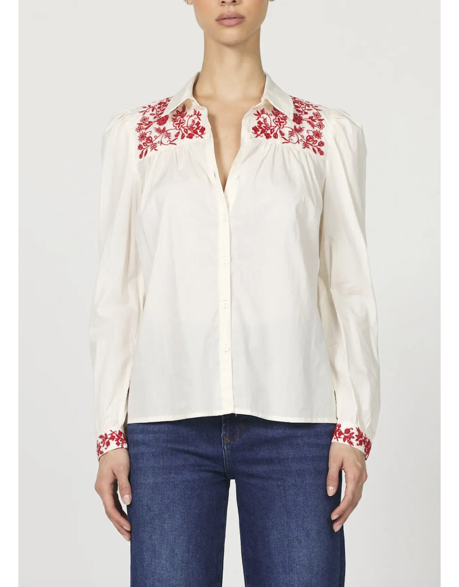 Dear John Denim Dear John Nasrin Novelty Shirt Whitecap Gray with Embroidery