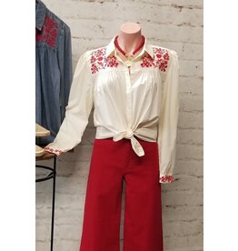 Dear John Denim Dear John Nasrin Novelty Shirt Whitecap Gray with Embroidery