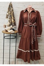 Santina Swirl Trim Brown Midi Dress Santina Swirl Trim Brown Midi Dress