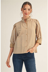 Alvira Stripe Stand Up Collar Top Alvira Stripe Stand Up Collar Top