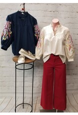 Silvana Embroidered Sleeve Top