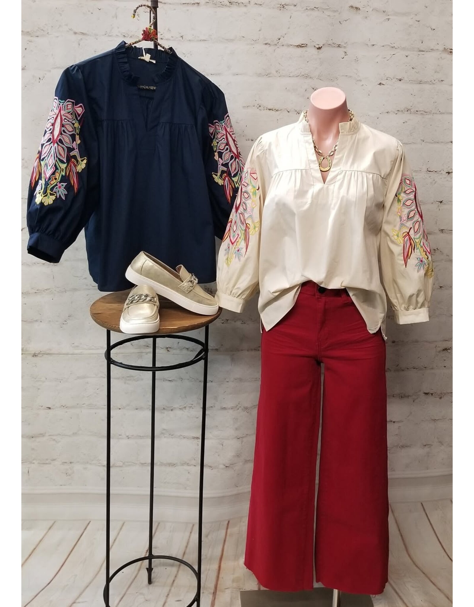 Silvana Embroidered Sleeve Top