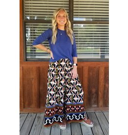 Reyna Tribal Motif Block Print Wide Leg Pants