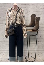 Willa Western Print Satin Top
