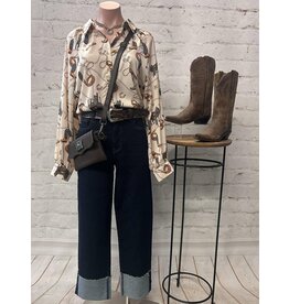 Willa Western Print Satin Top