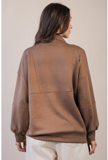 Bellah Half Zip Up Casual Comfy Knit Top