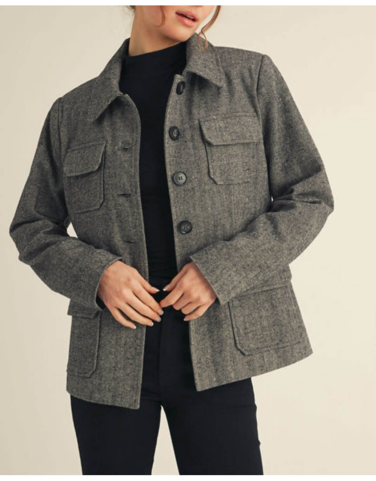 Nelia Button Down Herringbone Jacket