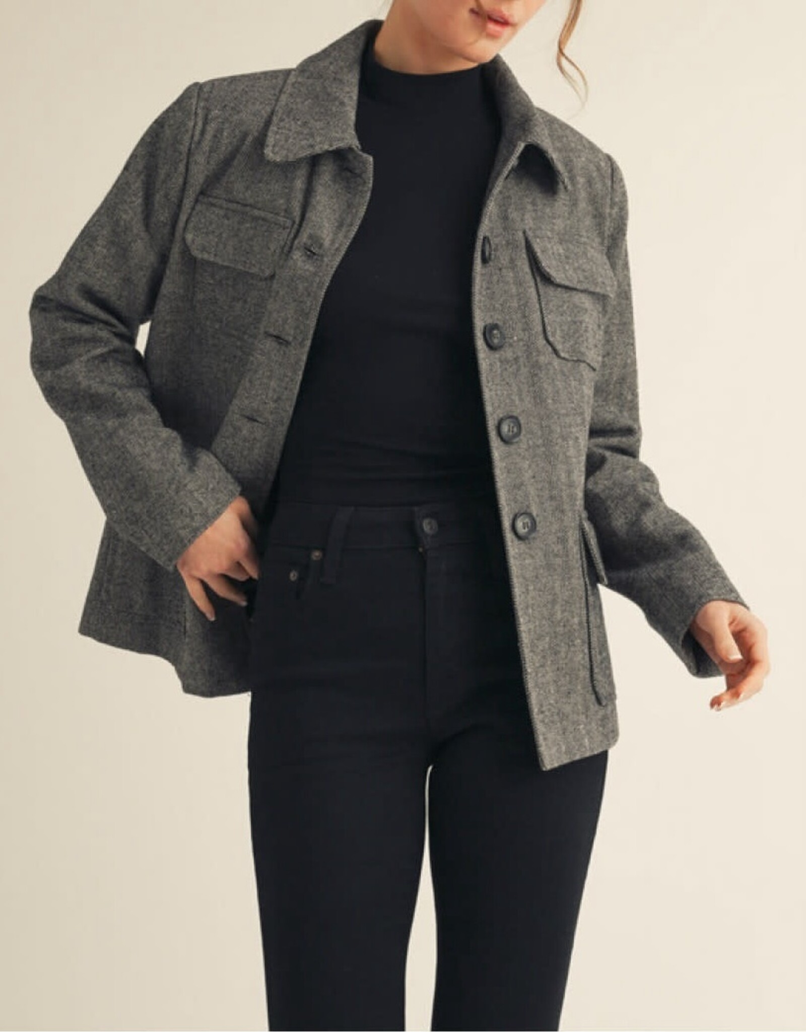 Nelia Button Down Herringbone Jacket