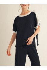 Pepita U-Neck Black White Top