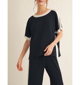 Pepita U-Neck Black White Top