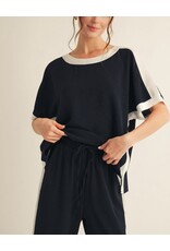 Pepita U-Neck Black White Top