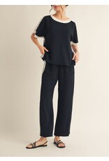 Pepita U-Neck Black White Top