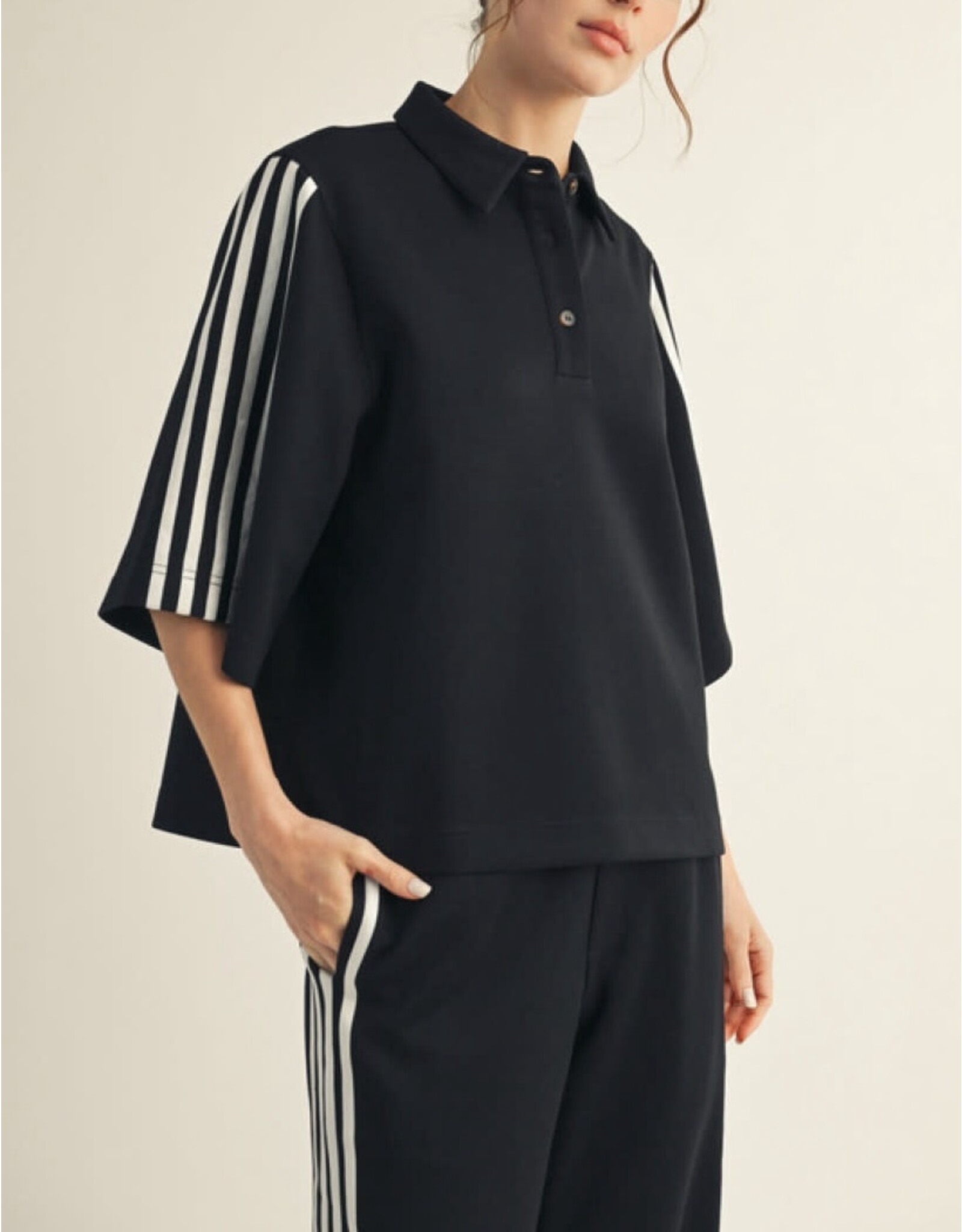 Hannah Half Sleeve Polo Sweatshirt