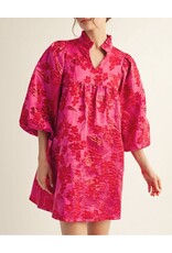 Coletta Puff Sleeves Floral Jacquard Dress Coletta Puff Sleeves Floral Jacquard Dress