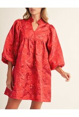 Coletta Puff Sleeves Floral Jacquard Dress Coletta Puff Sleeves Floral Jacquard Dress